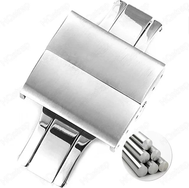 HQstrap Uhrenarmband Schmetterling Schnalle, Edelstahl, Silber, Unisex - Bild 1
