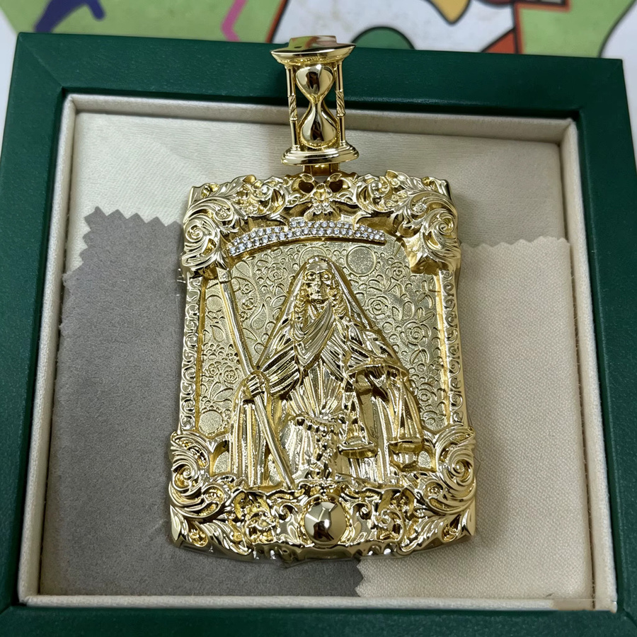 LYEE CYEE Halskette mit Totenkopf-Sanduhr-Anhänger, Gold - Bild 1