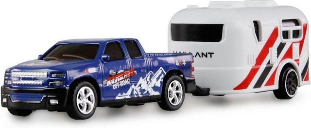 AMEWI RC Pickup Die Cast mit Wohnwagen, ferngesteuertes Auto, blau, 1:64, ab 6 Jahren - Bild 1