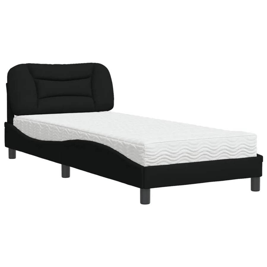 vidaXL Bett Hvar mit Matratze Schwarz aus Stoff und Kiefernholz B/T/H: 90 x 190 cm - Bild 2