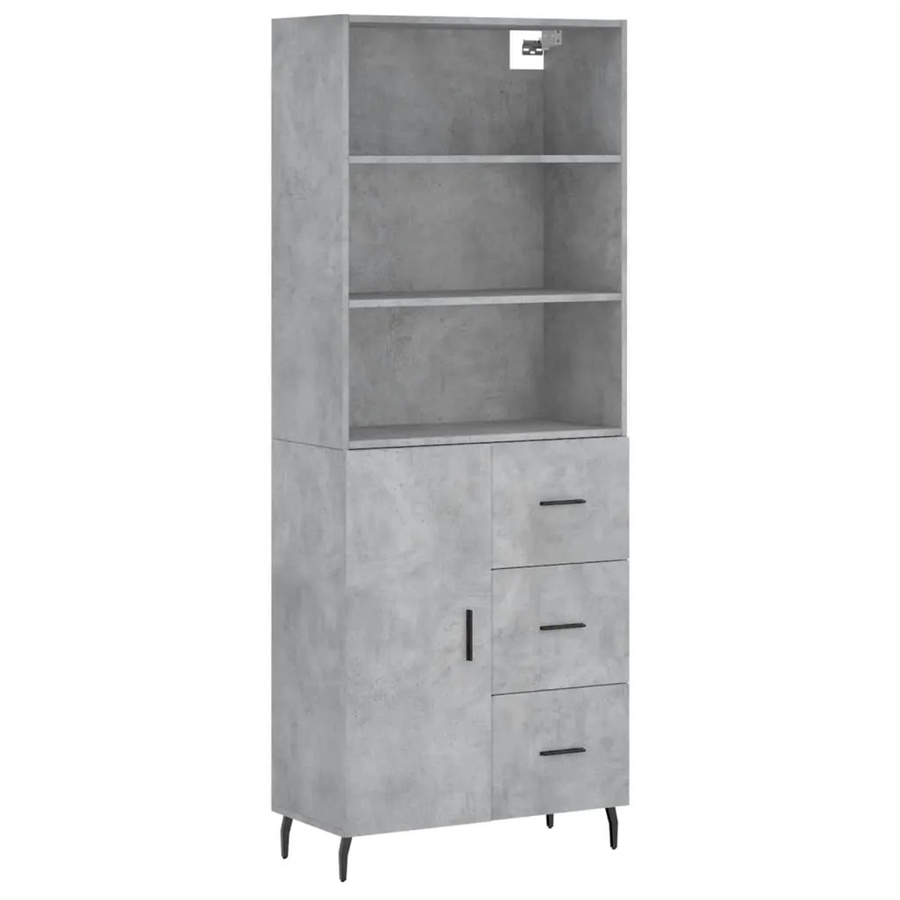 vidaXL Highboard Betongrau aus Holzwerkstoff und Eisen, B/T/H: 69,5 x 34 x 180 cm - Bild 2