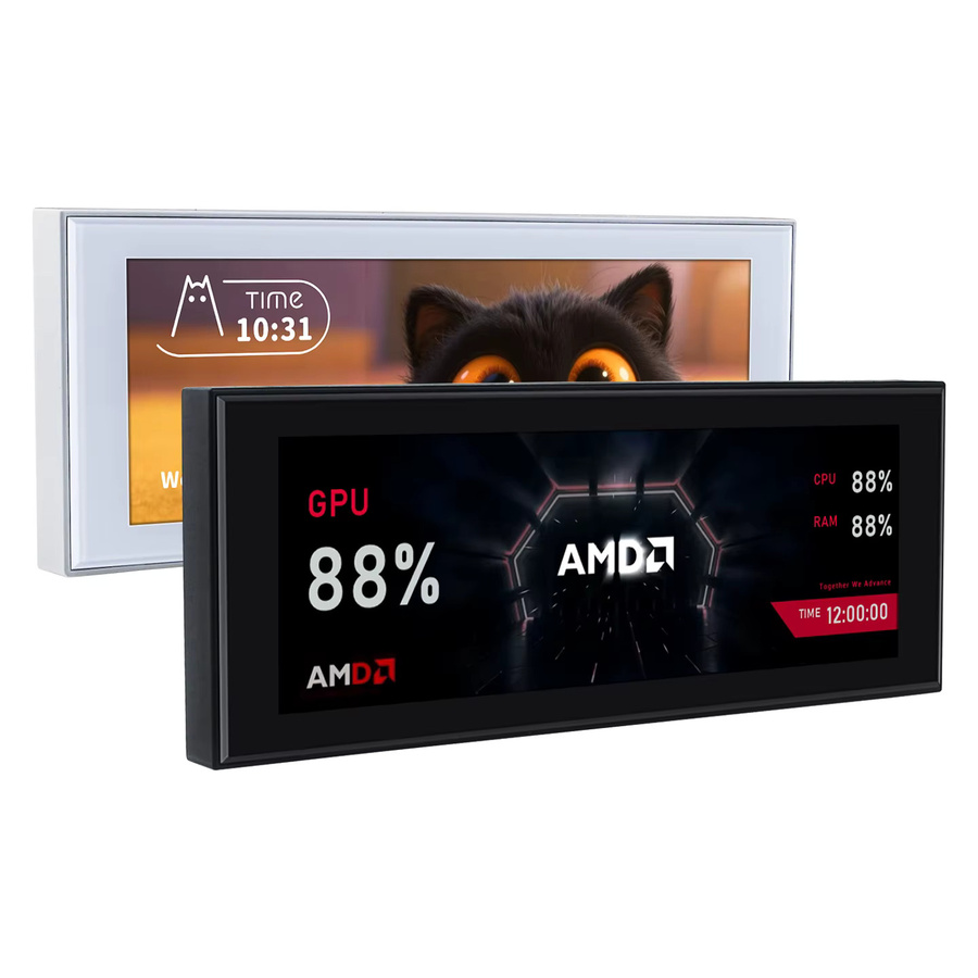 TURZX 4,6 Zoll IPS USB Sekundärbildschirm Smart-Erweiterungsmonitor für CPU GPU RAM in Schwarz mit 960 x 320 Pixeln - Bild 2