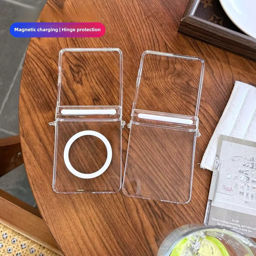 Transparente magnetische Handyhülle für Samsung Galaxy Z Flip 7 5G 2022 aus hartem PC mit Scharnierschutz - Bild 3