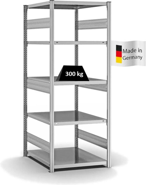 PROREGAL Fachbodenregal Stecksystem T-Profil Heavy-Duty, verzinkt, H x B x T: 200 x 75 x 80 cm, 5 Ebenen, beidseitig nutzbar - Bild 1