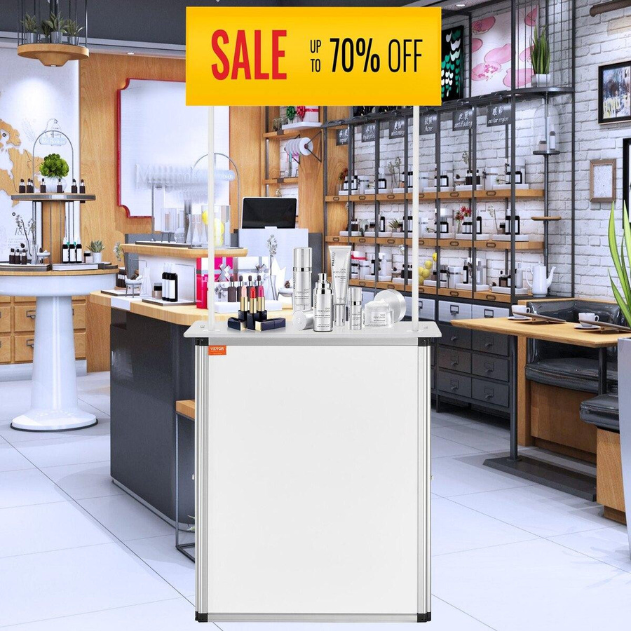 Tragbarer Messestand-Podesttisch von Buying Solutions, MB in Weiß mit Holzplatte und Aluminiumlegierung, B/T/H: 78,5 x 38 x 181,5 cm - Bild 2