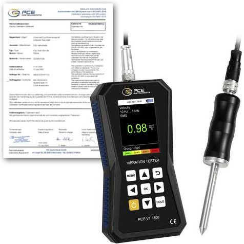 PCE Instruments Schwingungsmessgerät PCE-VT 3800S-ICA in Schwarz mit Messspitze, Handgriff, Software und ISO-Zertifikat - Bild 1