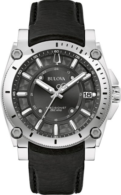 Bulova Herrenuhr, Quarz, Edelstahl, 40 mm, Leder, Schwarz, 10 ATM - Bild 1