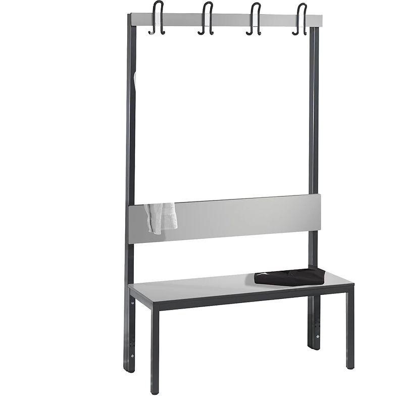 C + P Möbelsysteme Garderobenbank Basic Plus mit Rückenlehne, Farbe Schwarzgrau und Silbergrau, H 165 x B 100 x T 40,7 cm - Bild 2