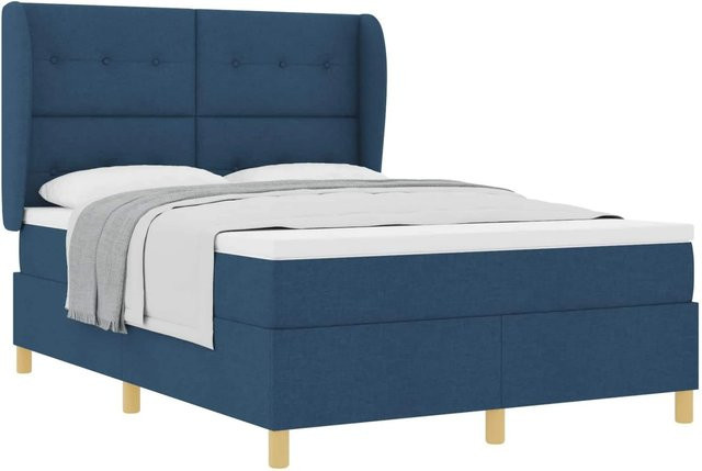 vidaXL Boxspringbett mit Matratze in Blau, Stoff, B/T/H: 160 x 200 x 34 cm - Bild 1