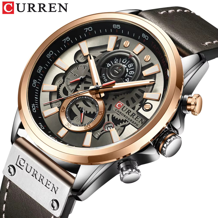 CURREN Armbanduhr, Quarz, Leder, Herren, Datum - Bild 2