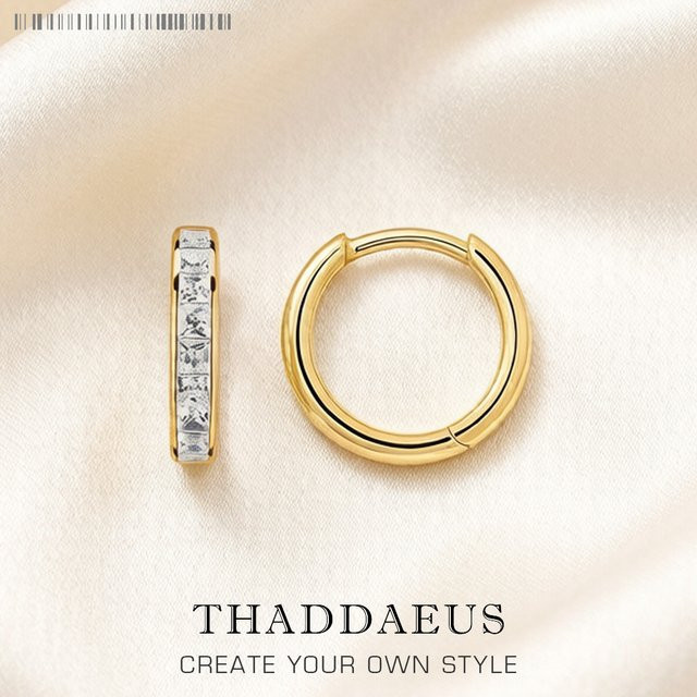 Thaddaeus Creolen 925 Sterlingsilber, Gold, Damen - Bild 1