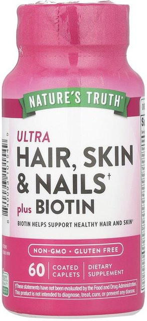 Nature's Truth Ultra Haare Haut & Nägel Plus Biotin, 60 Kapseln - Bild 1