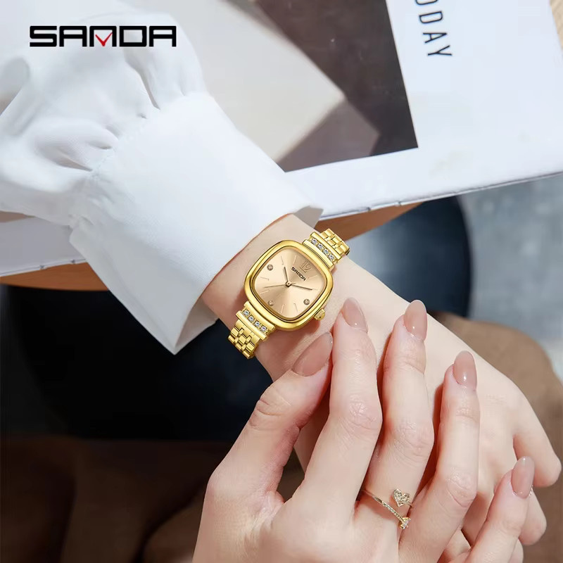 SANDA Armbanduhr Quarz, Edelstahl, Rechteckig, Damen - Bild 5