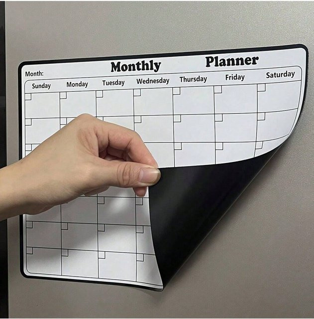 Magnetischer Kühlschrankkalender in Weiß als abwischbarer Monatsplaner, Wochenplaner und To-do-Liste aus Kunststoff - Bild 1