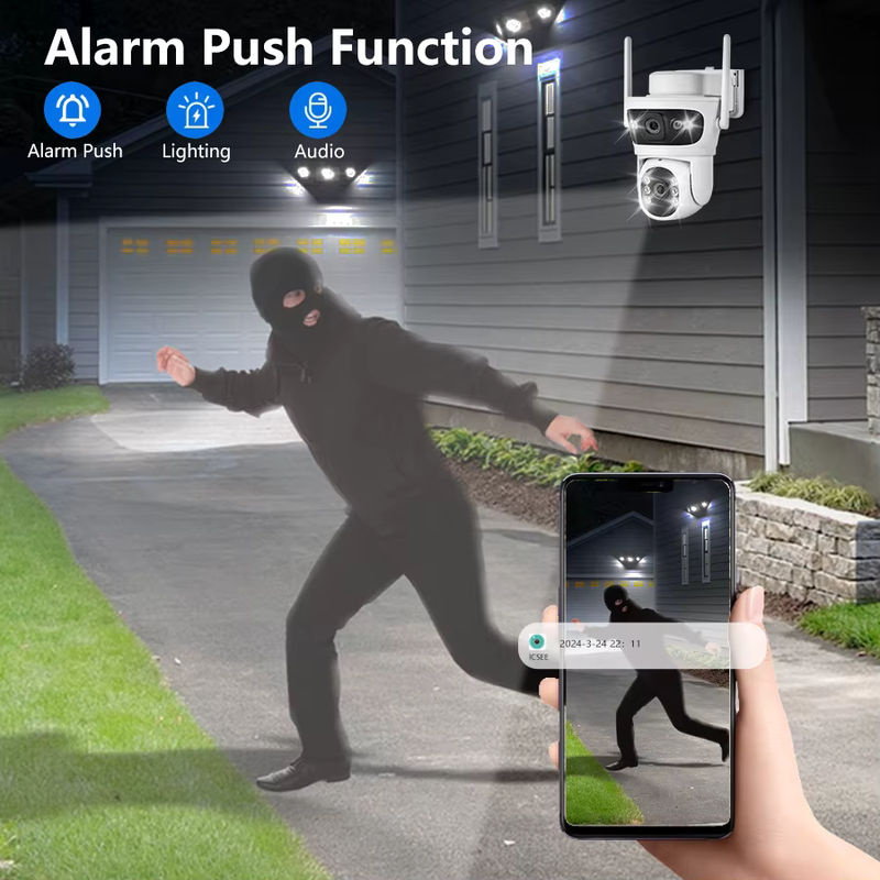 BERRY IOT Solar WLAN Überwachungskamera mit 6MP 2K Dual-Objektiv, HD CCTV Outdoor Kamera mit Zwei-Wege-Sprachintercom in Weiß - Bild 5