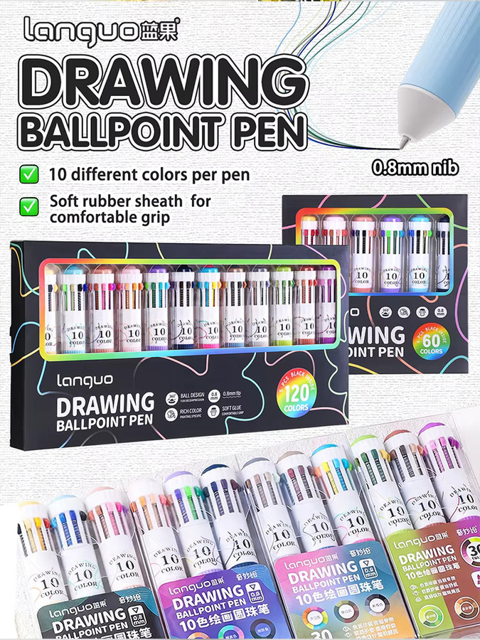 Languo 10-in-1 Mehrfarbiger Kugelschreiber für Kunst und Bastelbedarf in Multicolor - Bild 3