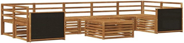 vidaXL Outdoor-Sofagarnitur aus Massivholz Akazie in Braun, 8-teiliges Set in U-Form - Bild 1