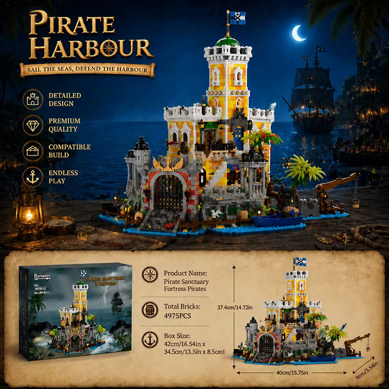 barweer Piratenhafen Mittelalterliche Burg, Beleuchtete Bausteine, 4975 Teile, ab 14 Jahre - Bild 3