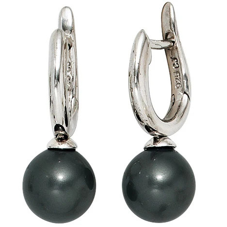 Colfem Creolen 925 Sterling Silber, Perlenohrringe, Unisex - Bild 1