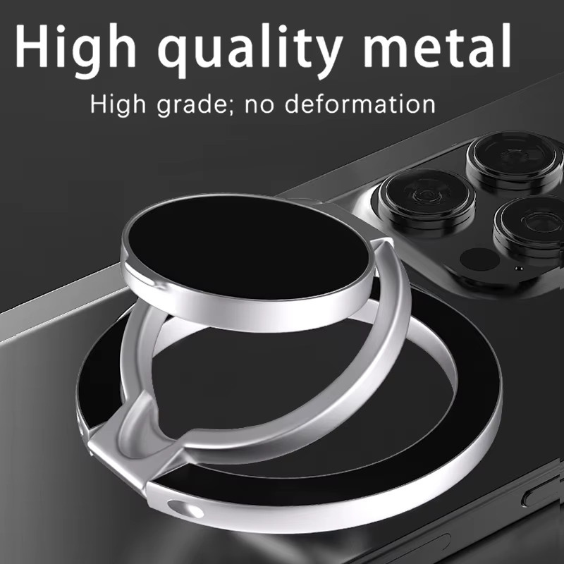 QGhappy Magnetischer Dual-Ständer für iPhone 16 15 Pro und Samsung – Metall-Fingerringhalter mit MagSafe Kompatibilität in Silber - Bild 2