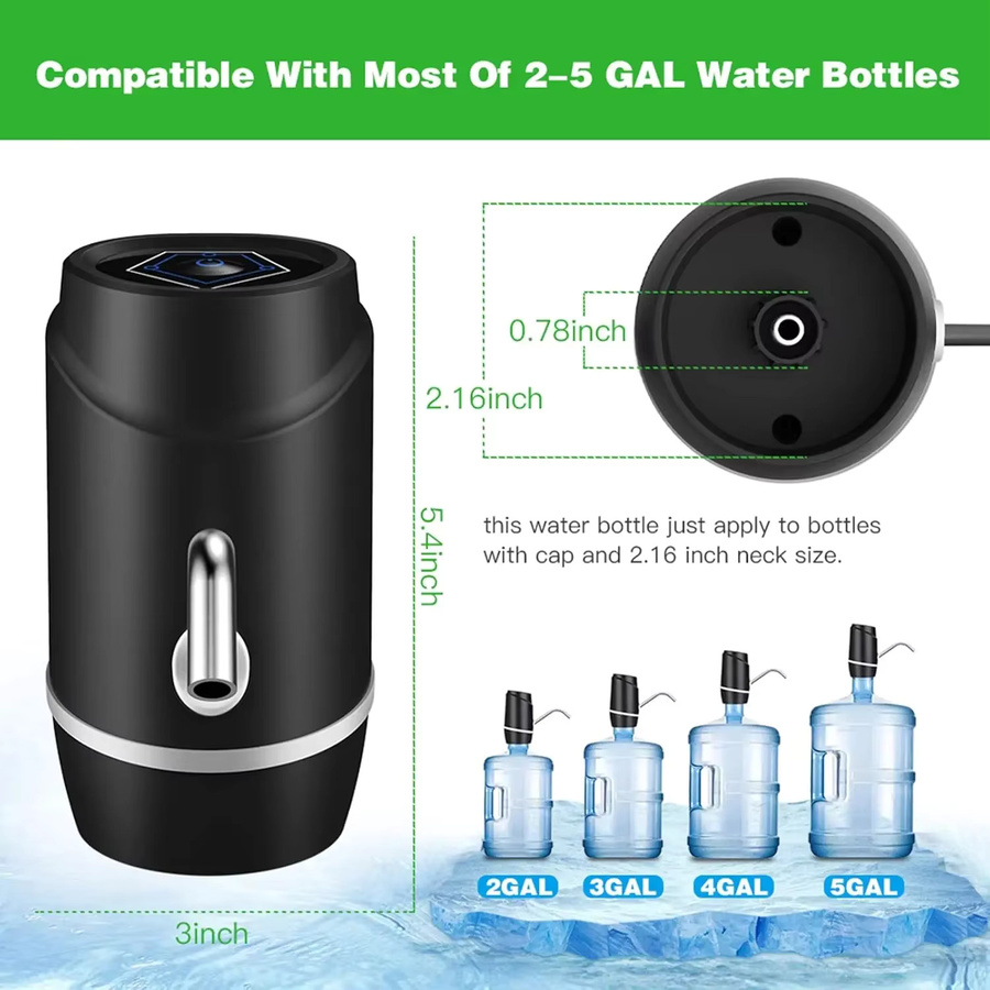 FEB.WIND Elektrische Wasserpumpe in Schwarz als tragbarer USB-Trinkwasserspender für 2 bis 5 Gallonen aus Kunststoff - Bild 5