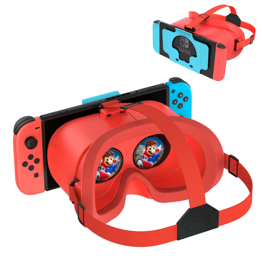 DEVASO VR-Headset für Nintendo Switch OLED 3D-Brille für virtuelle Realität und Filme mit verstellbaren großen Linsen in Rot - Bild 7