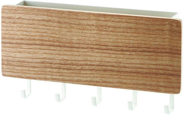 CosyHome Japanischer Schlüsselhalter aus Holz zur Wandmontage mit 5 Haken, multifunktionaler Schlüsselaufhänger in Beige - Bild 1