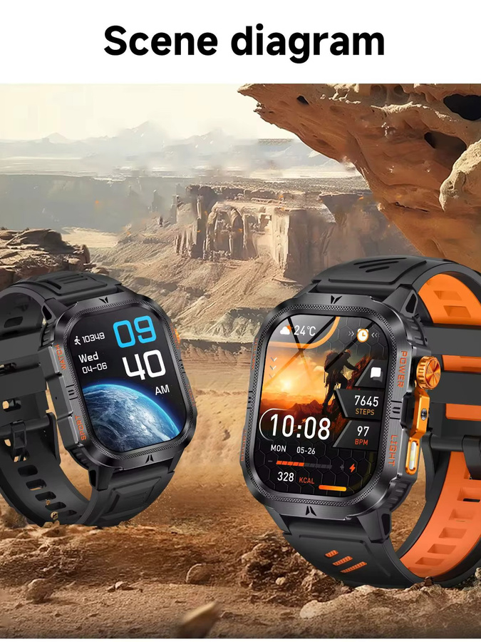 HSVYGFIT Smartwatch in Militärqualität für Herren mit 1200-mAh-Akku, 2,01 Zoll HD-Display, IP68 wasserdicht, Bluetooth-Anrufe und 100+ Sportmodi, Schwarz - Bild 7