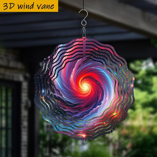 Bunter Wirbel-Galaxie-Windspinner von CIFBUY, Metall, Mehrfarbig, Durchmesser: 25,5 cm - Bild 1