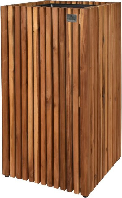 LAMORENDA Pflanzgefäß mit Einsatz aus Akazienholz in Braun, B/T/H: 36,5 x 36,5 x 72 cm - Bild 1