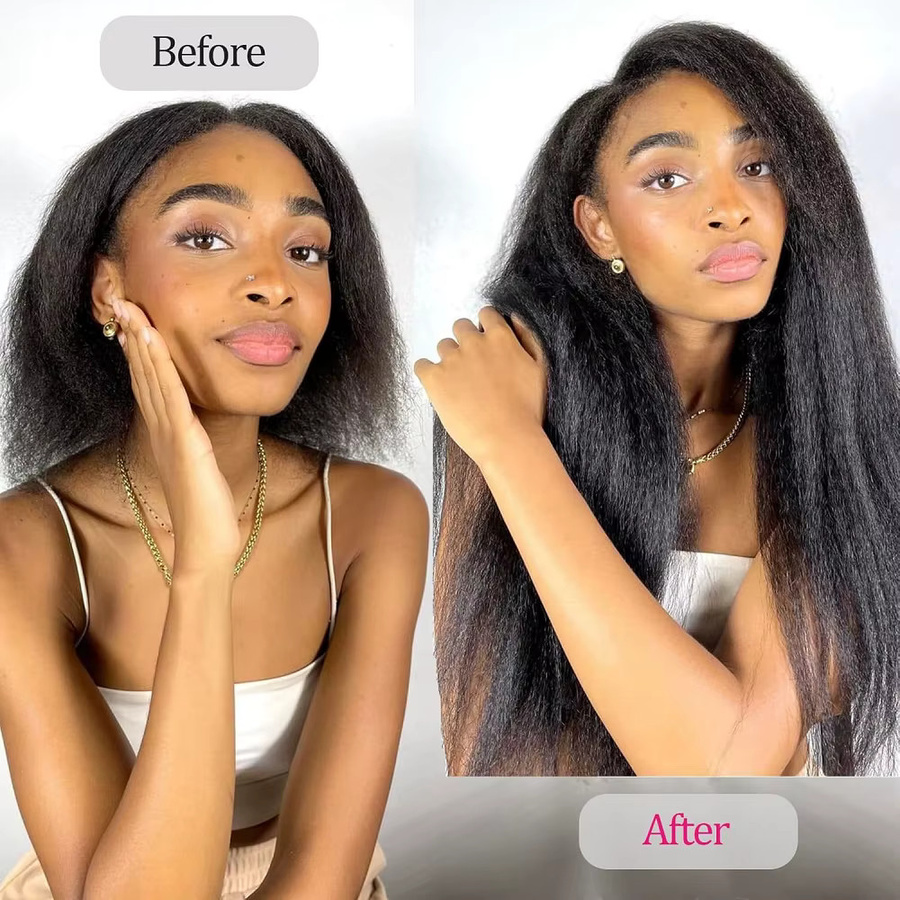 Hot Wave Kinky Straight Clip-in-Haarverlängerungen aus Echthaar, 100g - Bild 4