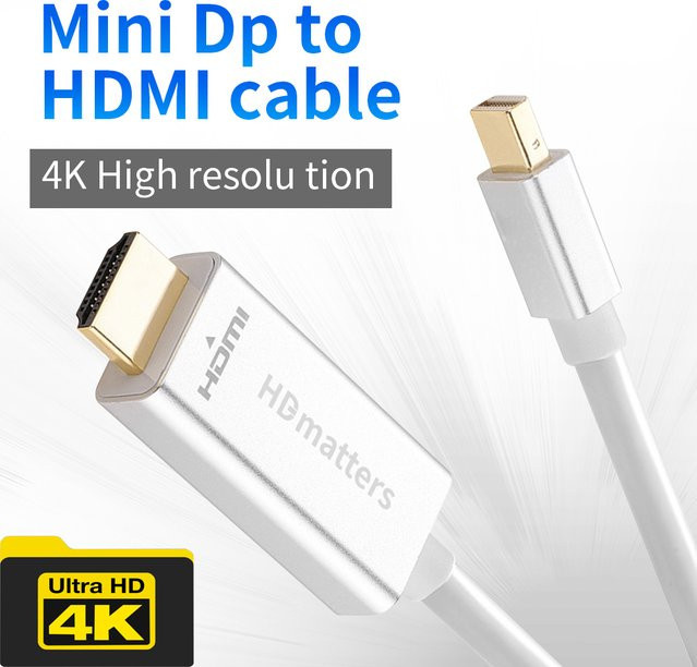 HDmatters Mini DisplayPort auf HDMI 4K Adapterkabel Thunderbolt auf HDMI für Mac, Länge: 1,8 m - Bild 1
