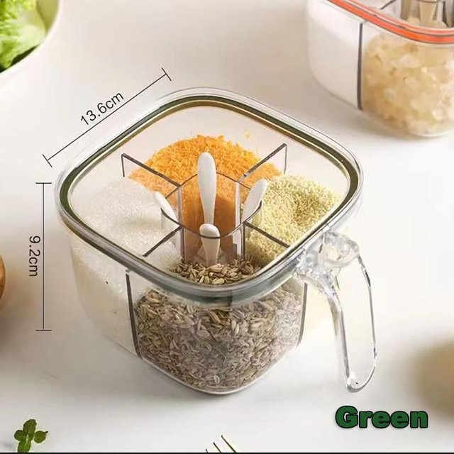 Yiran Furniture Gewürzbox aus Glas mit 4/5 Fächern und transparentem Deckel zur Aufbewahrung von Salz und Gewürzen in der Küche - Bild 1