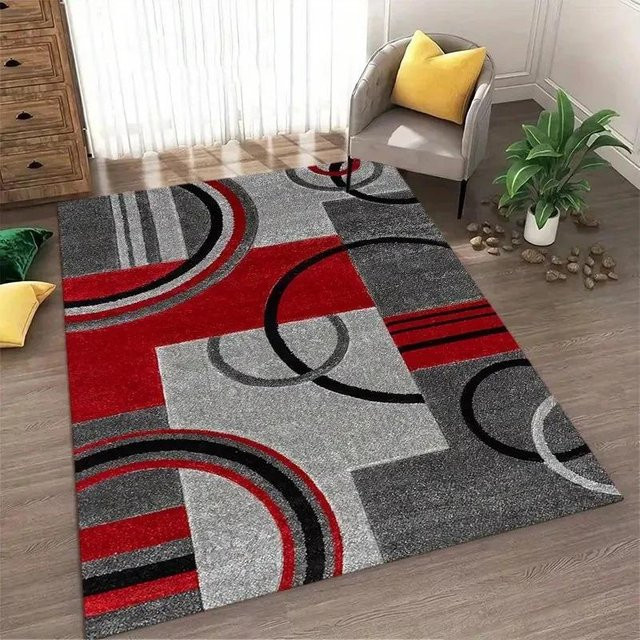 SywEight Nordischer Teppich mit abstraktem geometrischem Design, rutschfest und waschbar, grau/mehrfarbig, B/T: 60 x 40 cm - Bild 1