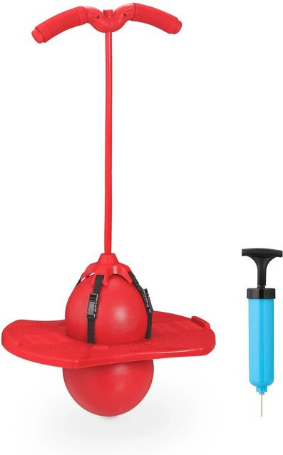 Relaxdays Pogo Ball Kunststoff Rot mit Griffen ab 6 Jahren - Bild 1