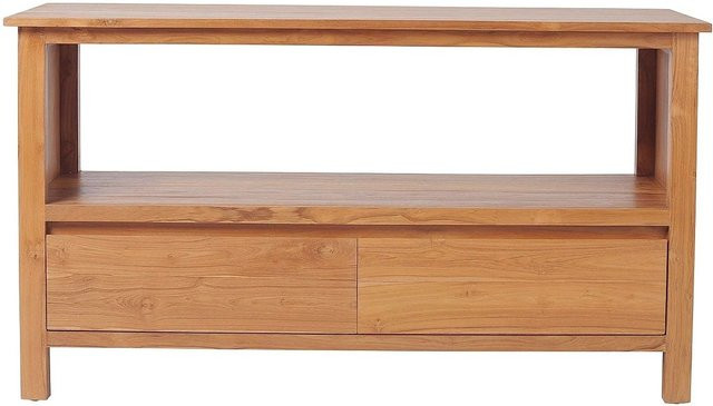 Vente-unique Waschbeckenunterschrank Ketapang aus Teakholz in Naturfarben Hell Beige Braun Breite: 135 cm, Höhe: 75 cm - Bild 1