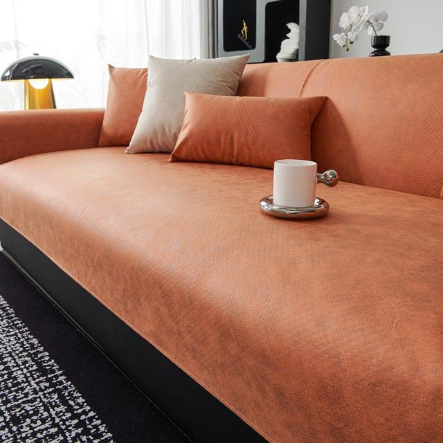 HOMEMOTION Wasserdichter Sofabezug mit Armlehnen-Kombination, rutschfest, Orange, B/T/H: 180 x 90 cm - Bild 1