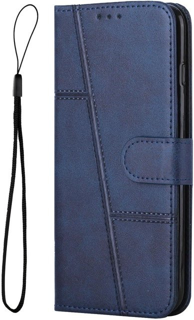 LANGSIDI Leder Handyhülle für iPhone 17 16 15 14 Pro Max und Motorola Edge 40 Pro, Stoßfest mit 360 Vollschutz und weichen Kanten, Farbe: Blau - Bild 1
