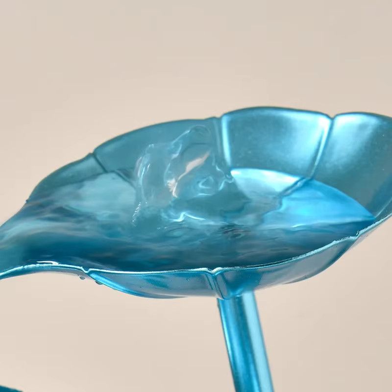 MINIDEAL Tischbrunnen für den Schreibtisch mit 3-stöckigem Wasserfall, blaues Lotusblatt und LED-Licht, USB-Betrieb - Bild 3