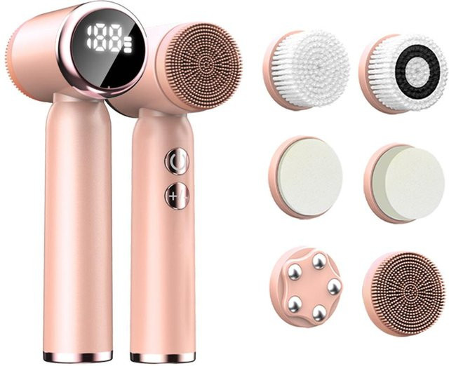 Happy World Electronics LED Elektrische Gesichtsreinigungsbürste 6 In 1, Rosa - Bild 1