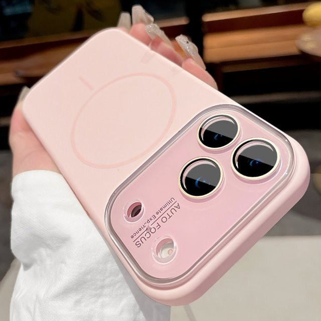 Jinitaimeik MagSafe Flüssigsilikon Schutzhülle für iPhone 17 16 15 Pro Max mit großem Fenster, magnetisch und robust, in Blau oder Pink - Bild 1