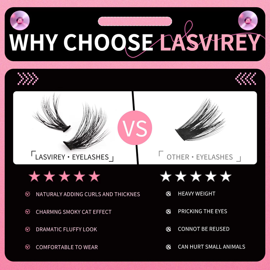 Lasvirey DIY Cluster-Wimpern-Set, künstliche Nerz-Wimpern, natürlich - Bild 6