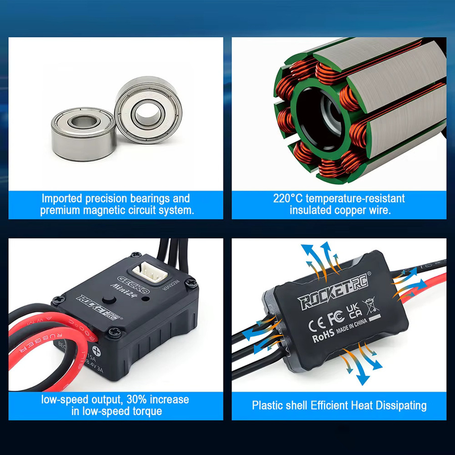 ROCKET-RC GECKO MINI24 ESC 1212 Motor Bürstenlos, für 1/16 1/18 1/24 RC Auto - Bild 3