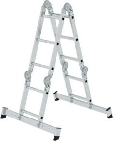 MUNK Aluminium-Vielzweckleiter 4-teilig mit nivello-Traverse, Farbe Silber, 2 x 2 + 2 x 3 Sprossen - Bild 1
