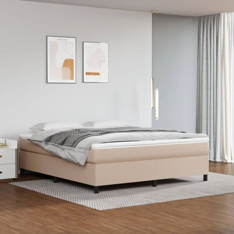 Polsterbett Vidaxl in Braun und Beige aus Kunstleder, B/T/H: 160 x 200 x 35 cm - Bild 1