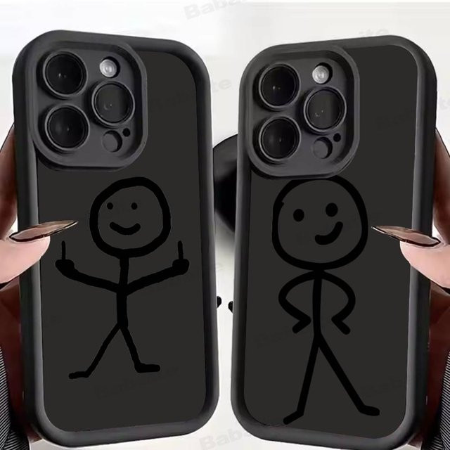 Stoßfeste TPU Handyhülle mit Cartoon Matchman Design für Apple iPhone 17, 16, 15, 14, 13, 12, 11 Pro Max Plus in Schwarz - Bild 1