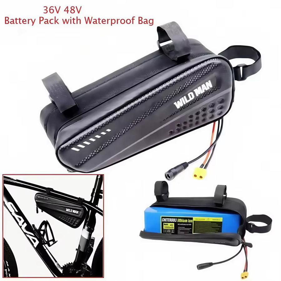 Aleaivy Wiederaufladbarer Lithium-Akku mit wasserdichter Tasche in Schwarz für 500W Elektroroller und Fahrzeuge - Bild 2