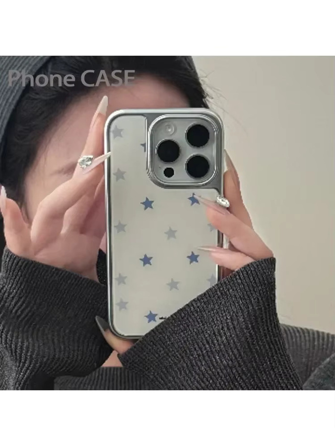 Handyhülle mit Polka Dot, Sternen und Buchstaben in Silber und Weiß für Apple iPhone XR/11/12/13/14/15/16/17 Pro Max mit Anti-Drop-Schutz und Epoxy-Finish - Bild 2