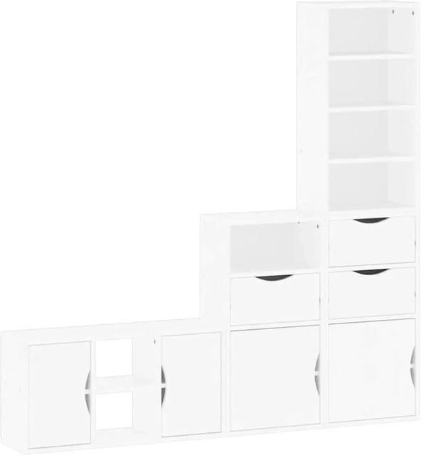 vidaXL ODDA Wohnwand 4-teilig aus Massivholz Kiefer in Weiß - Bild 1