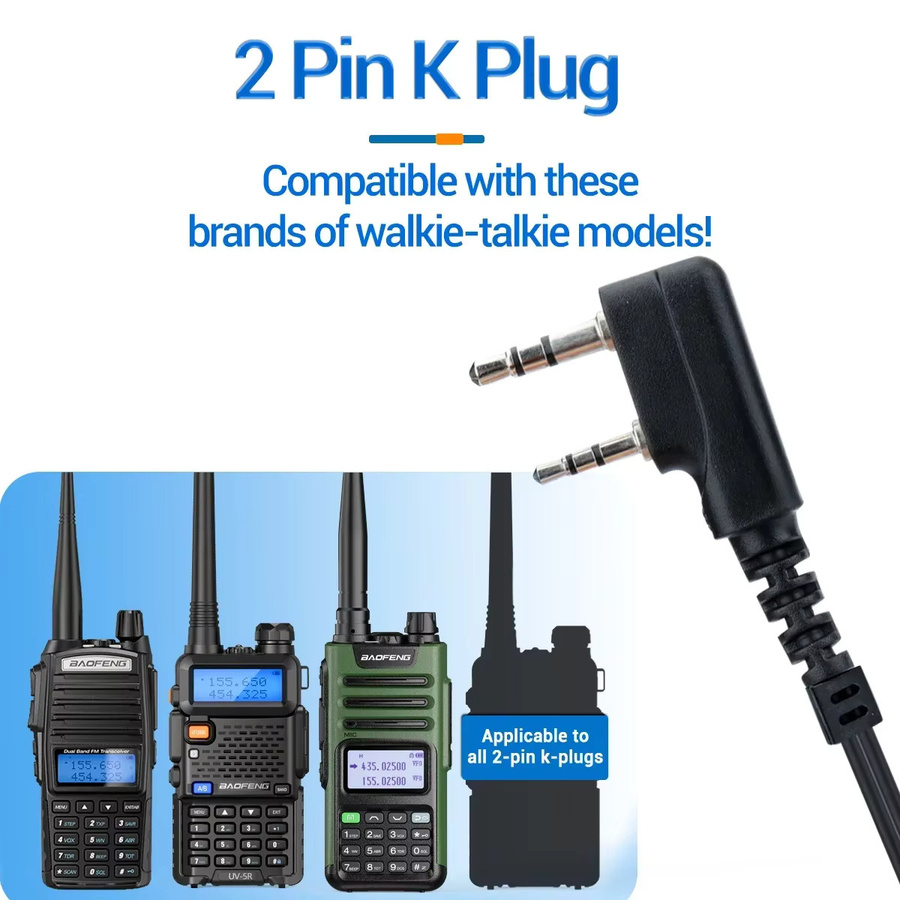 Baofeng 2-Pin PTT Verstellbares Kehlkopfmikrofon Headset in Schwarz für Kenwood und Baofeng UV 5R UV 82 AR-152 Zwei-Wege-Funkgeräte - Bild 4